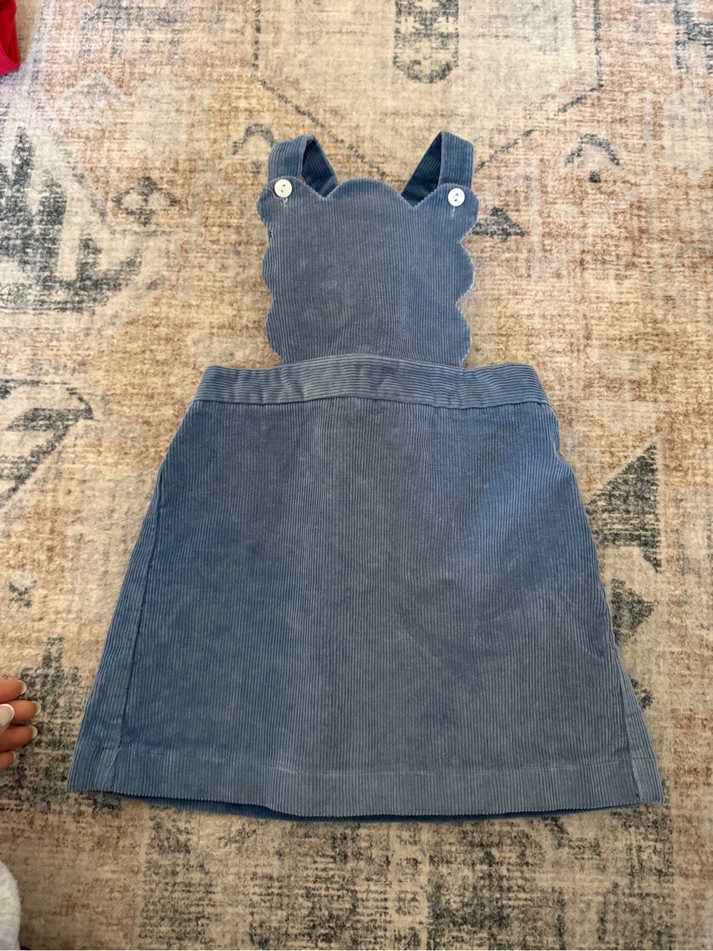 bella bliss Blue Corduroy Scallop Pinafore Dress